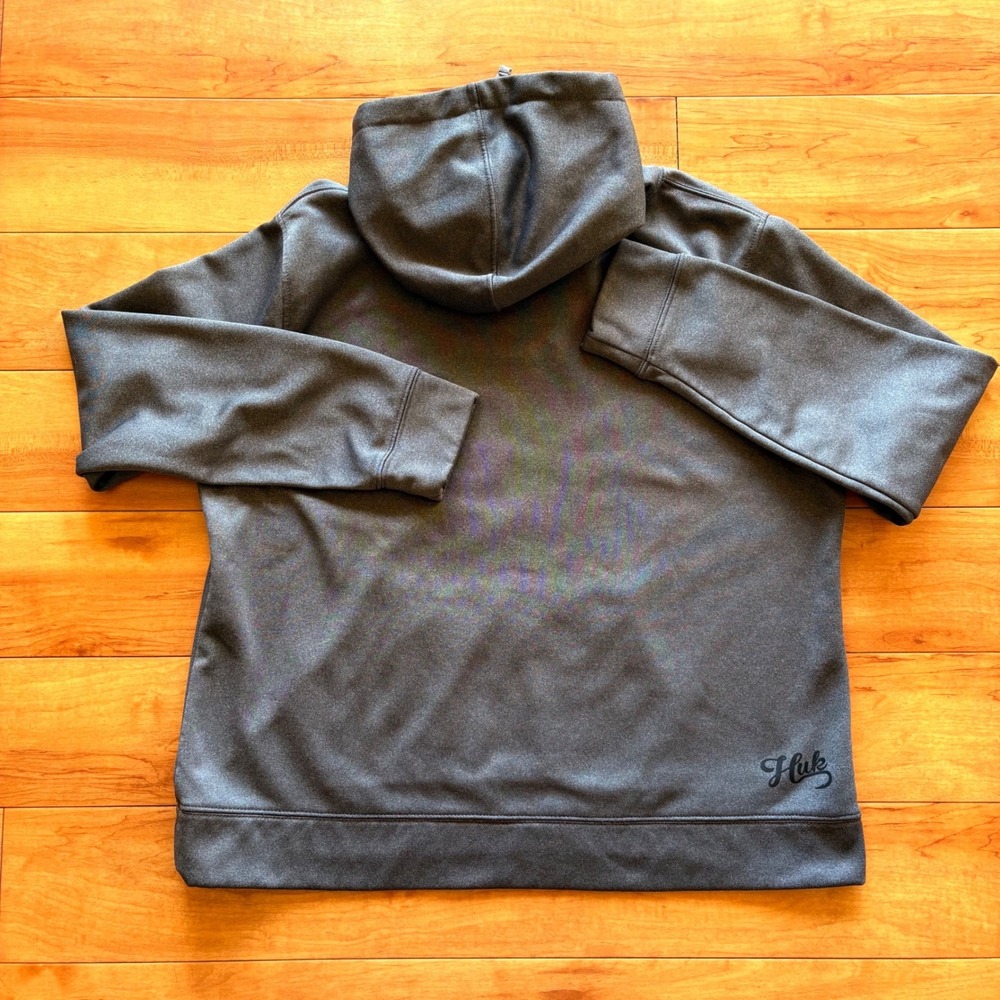 Huk Performance Fabrics Gray Hoodie Pullover Long Sleeve Mens XL Fish Hook Logo - Picture 4 of 8